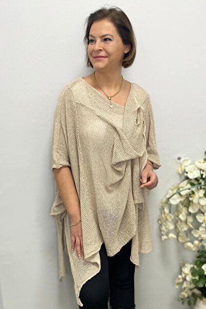 Mia Butik بلوزة نسائية موسمية بتصميم بيج مرسيريزد