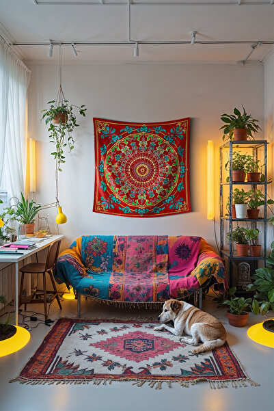 Medi Home PURE MANDALA DUVAR HALISI DUVAR ÖRTÜSÜ TAPESTRY