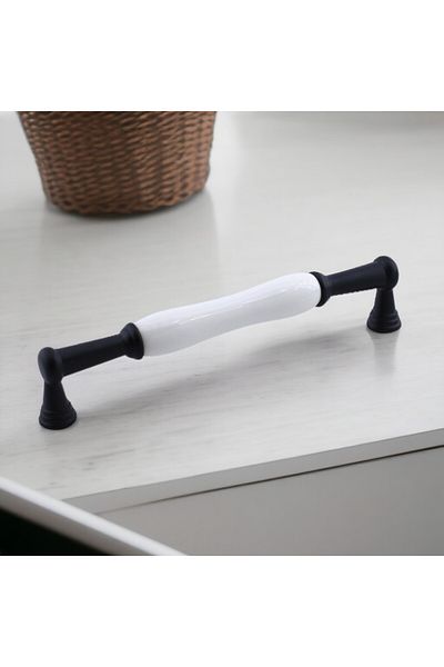 Badem10 Mâner Anav Porțelan 192 Mm Mobilier Bucătărie Sertar Dulap Dulap Ușă Mânere Mâner Mâner Negru