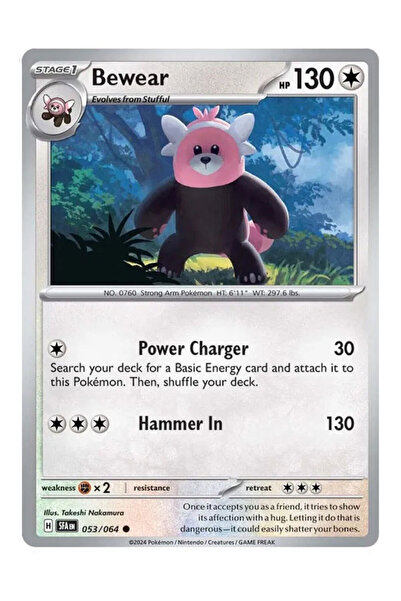 Pokemon TCG - Bewear Reverse Holo Game Card 53/64 (Licensed - Common)