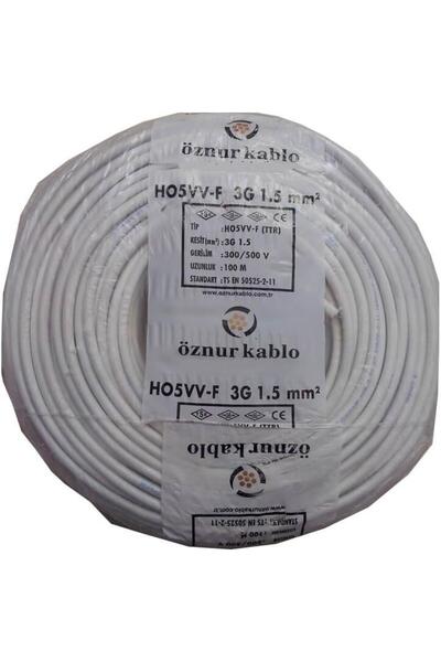 ÖZNUR 3X1,5 Ttr Kablo 100Mt Beyaz Renk