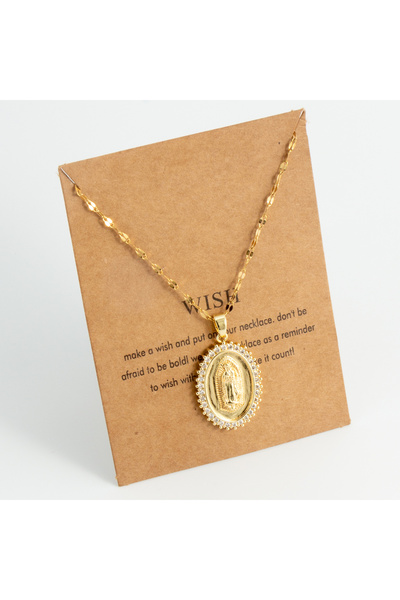 Choice نموذج لوحة دائرية بيضاوية مرصعة بالزركون قلادة دينية لحفلة نسائية من ا...