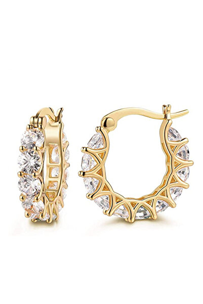 Choice E806 Huitan Full Paved Crystal CZ Hoop Earrings for Women Dazzling Acc...