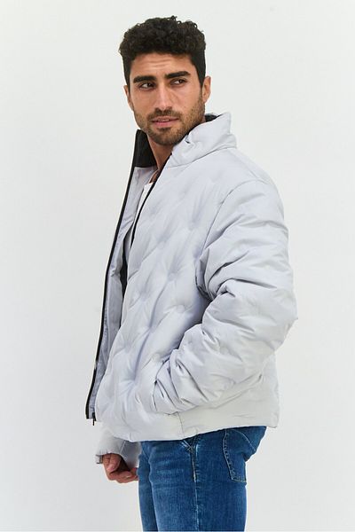 Asos Design Men Solid Puffer Jacket, Light Grey
