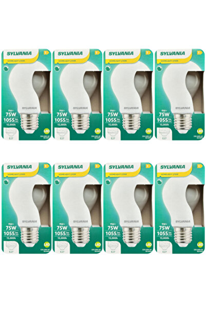 Sylvania (8 Adet) Sylvania 9W (75W) 2700K (Sarı Işık) Dim Edilebilir E27 Duyl...