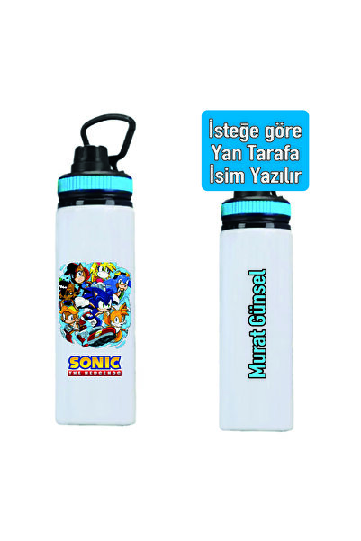DKDZ SHOP Sonic Baskılı Metal Suluk - Matara (İsim Yazılır İsmi Ürün Sorusund...