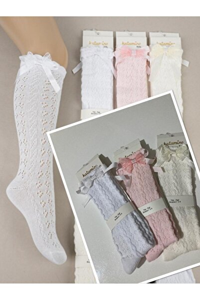 RSTM Boutique Bow Long Print Girls Fishnet Socks