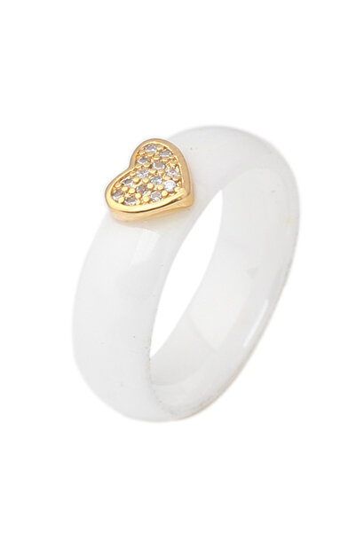 Choice 8 CM1015W خاتم سيراميك ملون باللونين الأبيض والأسود للنساء مع شريط زفا...