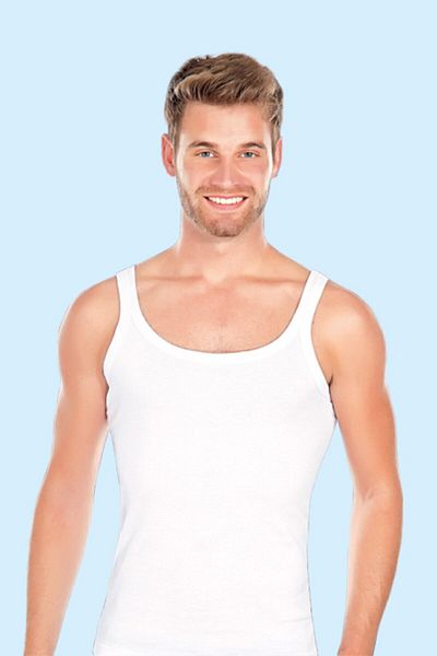 Ceylanoğlu Men's White Thin Strap Rib Tank Top