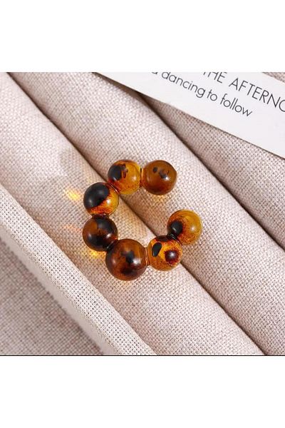 efstyle 1Pcs Brown Bubble Leopard Print Cartilage Earring Ear Cuff