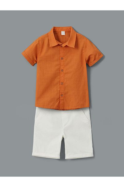 LC Waikiki New Season Short Sleeve Basic Baby Boy Shirt and Shorts 2-Piece Set - S5Cg14Z1