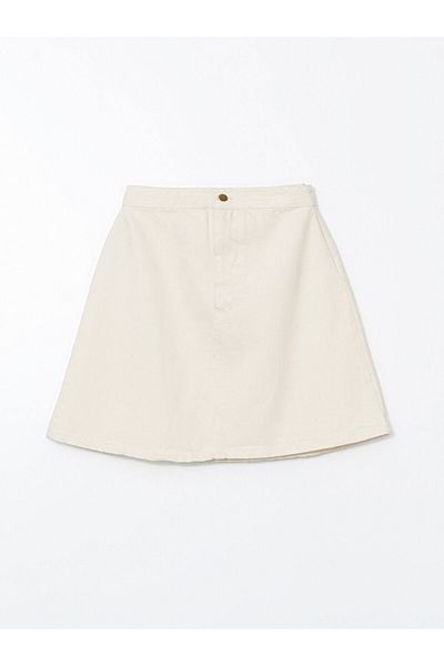 LC Waikiki Natuvera Ecru Standard Fit Women's Jean Skirt