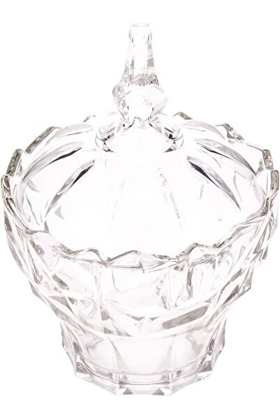 AKDC وعاء حلوى زجاجي، الطول (14 سم) × العرض (14 سم) × الارتفاع (20 سم)، أبيض