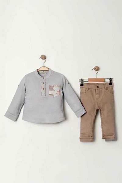 Minigimin Cicileri Boy's Kit with Muslin Pockets Non-Recycled - Grey