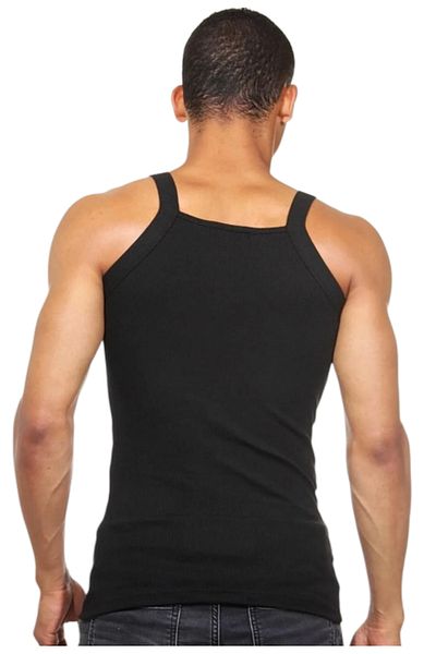 XORVİO Men's Cotton Stylish Quality Ribbed Square Collar Rope Strap Undershirt Lycra Premium