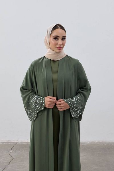 LEYLA STORE Elegant Bead Detailed Ferace