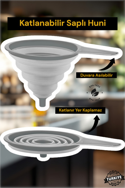 MUF HOME Katlanabilir Saplı Huni Akordion Saplı huni Yer Kaplamaz Huni Şişe d...