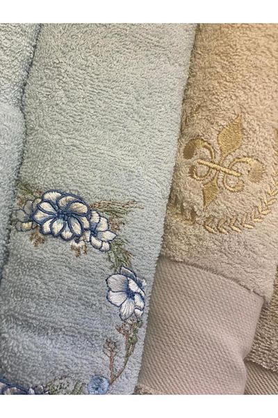 ÇIRPAN EV ΤΡΙΣΤΕΡΑ ΟΙΚΟΓΕΝΕΙΑΚΟ ΣΕΤ ΜΠΑΝΙΟΥ - ADORA BAMBOO EMBROIDERED MINT/ΜΠΕΖ