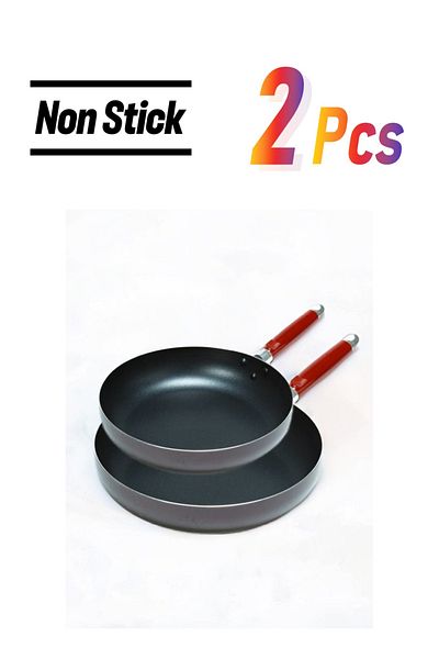 Badraig 2-Piece Non-Stick Frying Pan Set Black/Red Big Frying Pan (26), Medium Frying Pan (22)