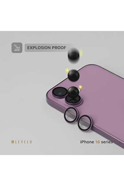 Levelo واقي عدسة مزدوج شفاف بنسبة 99% لهاتف iPhone 16/16 Plus - وردي