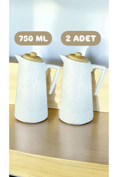 Bayev Mandy 750 ml 2 Pieces Bamboo Lid Porcelain Oil Bowl Set - Oil Bowl Vinegar Bowl Set 101715