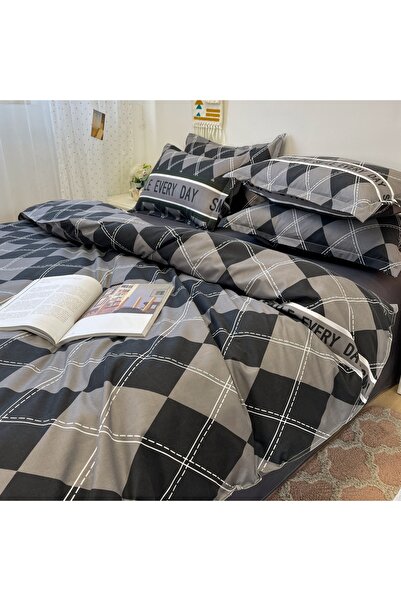 sharpdo Four-piece bedding set,with 1 quilt cover, 1 flat sheet and 2 pillowcases 1.8m bed(180*220cm)