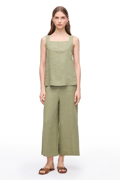 Perspective Μπλούζα με τετράγωνο γιακά Khaki Holas Comfortable Fit