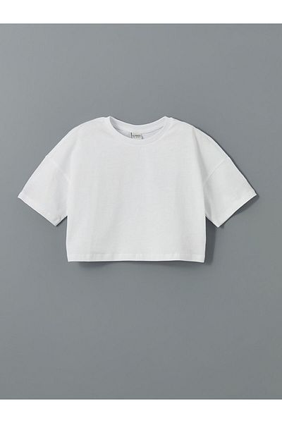 LC Waikiki Tricou crop pentru fete LCW Kids Crew Neck
