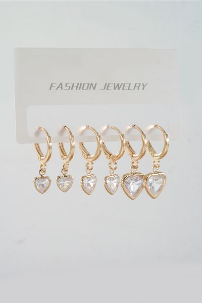 ARTEMİSİA Women's Vip Series Antiallergenic Mixed Figured Zircon Stone 6-Piece Earring Set