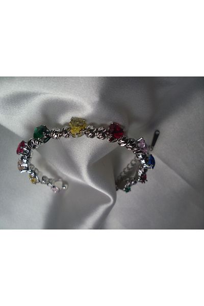 Jadem Gold Stainless Steel Color Stone Handcuffs