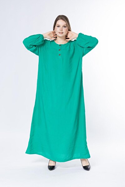 mervemoda Women's Plus Size Cotton Fabric Long Sleeve Summer Woven Dress