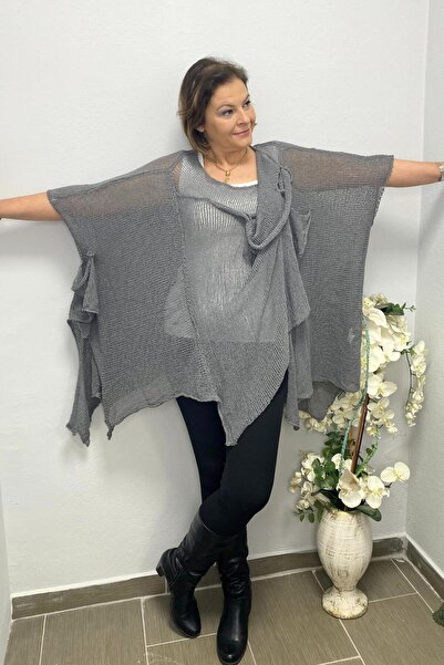 Mia Butik Women's Gray Design Mercerized Seasonal Blouse