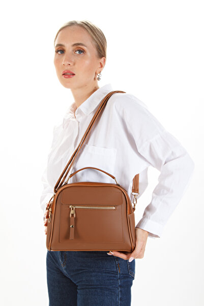 Adelina Bags Women's Daily Cross Strap Tan and Mink Hand and Shoulder Bag 2 Pieces