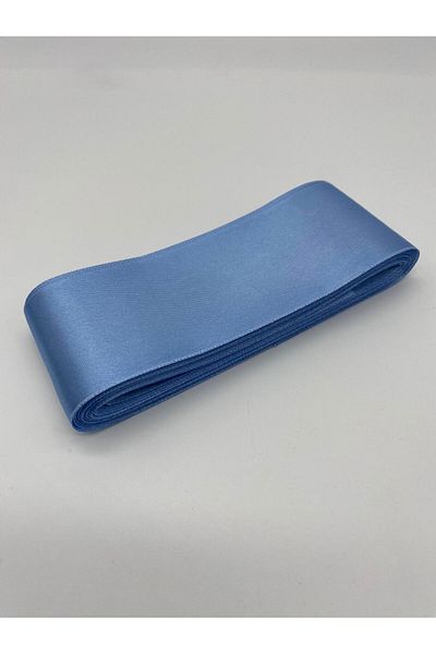 Ak Tuhafiye Panglică de satin albastră 6 cm, 10 metri bijuterii, satin lat și decolteu cu decorațiuni în pachet Nr.:21
