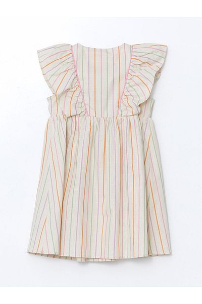 LC Waikiki New Season Striped Frilly Girl's Linen Dress - S5DQ30Z1
