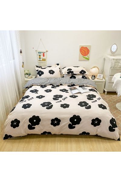 sharpdo Four-piece bedding set,with 1 quilt cover, 1 flat sheet and 2 pillowcases 1.8m bed（180*220cm）