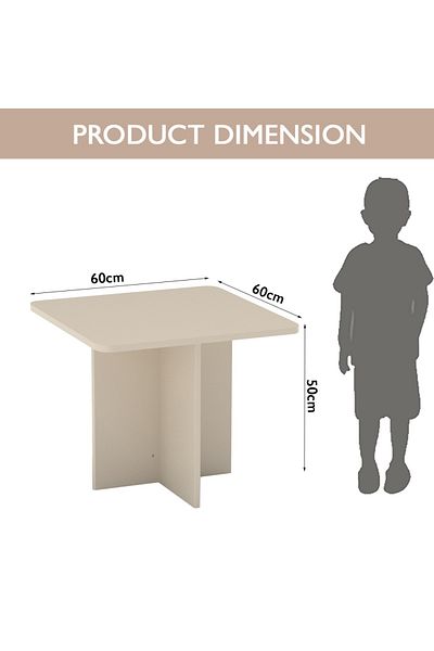 Mahmayi Modern Ergonomic Child Desk for Kids, 60x50cm, Round Edges Ideal for Toddlers-Sand Beige