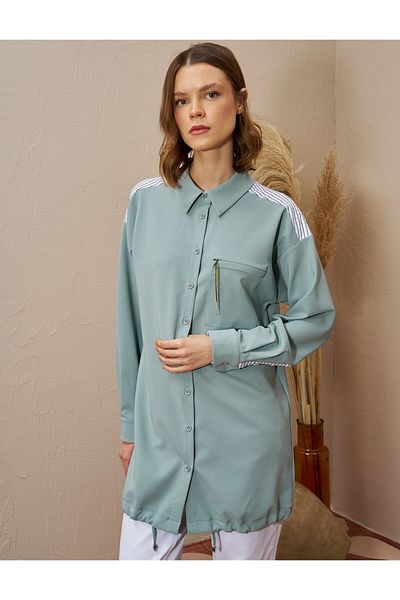 Kayra Ice Green Chain Detailed Tunic