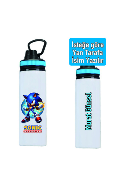 DKDZ SHOP Sonic Baskılı Metal Suluk - Matara (İsim Yazılır İsmi Ürün Sorusund...