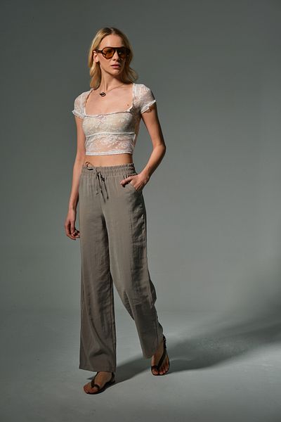 Domoda Mink High Waist, Non-Stick Drape Fabric Elastic Palazzo Wide Leg Women's Cupro Pants # Nazare