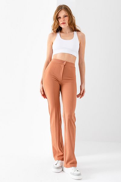 GİYSA Women's High Waist Lycra Loose Wide Leg Trousers - 5111
