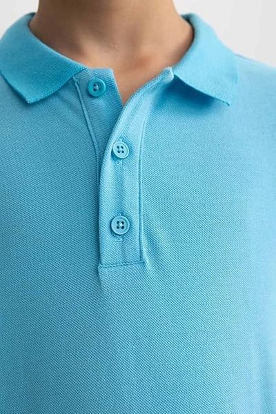 ROZELT Tricou albastru cu mânecă scurtă cu gât polo Lacoste School R.O.Z.O.KU.LT.E.L.T.