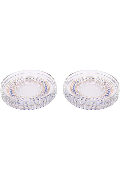 AKDC 6Pcs Glass Saucer Set L(11CM) XW(11CM) XH(2CM) Transparent