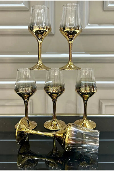 Vakıf home PAŞABAHÇE Ayaklı Titanyum Kaplama Gold Kahve Yanı Su Bardağı