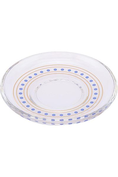 AKDC 6Pcs Glass Saucer Set L(11CM) XW(11CM) XH(2CM) Transparent