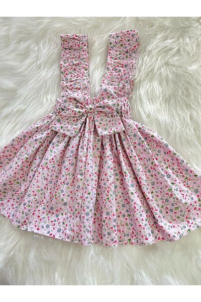 Eylülce Butik Rochie Salopet verde elefant cu flori roz - 100% le iubesc pe toate bunele