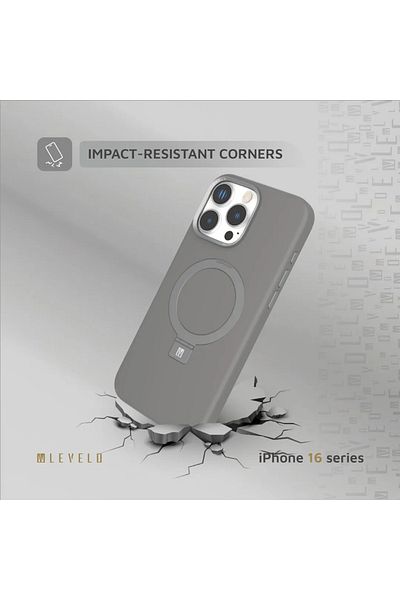 Levelo Iris Pro Magsafe Liquide Silicone Case For iPhone 16 Pro - Gray