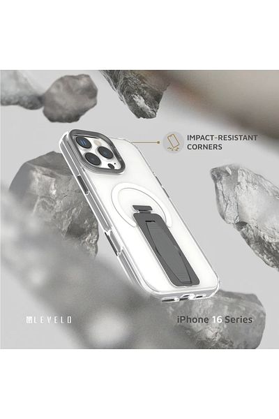 Levelo Morphix Magsafe Grip Case For iPhone 16 Pro Max - Gray