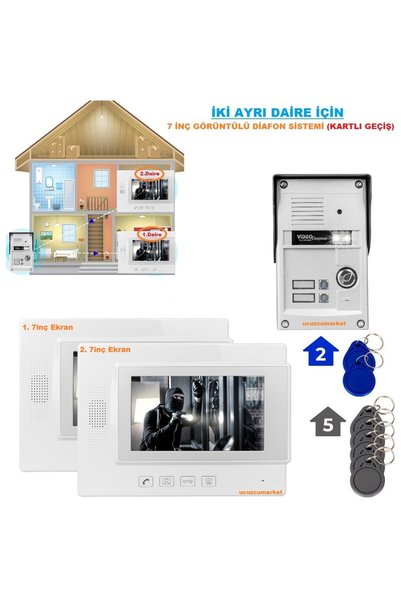 İKİ AYRI DAİRE İÇİN (7 İNÇ GÖRÜNTÜLÜ DİAFON SİSTEMİ)