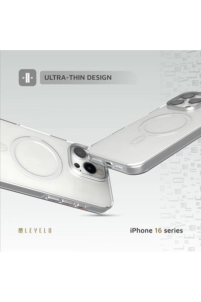Levelo جراب Allure PC الصلب لجهاز iPhone 16 Pro Max - شفاف